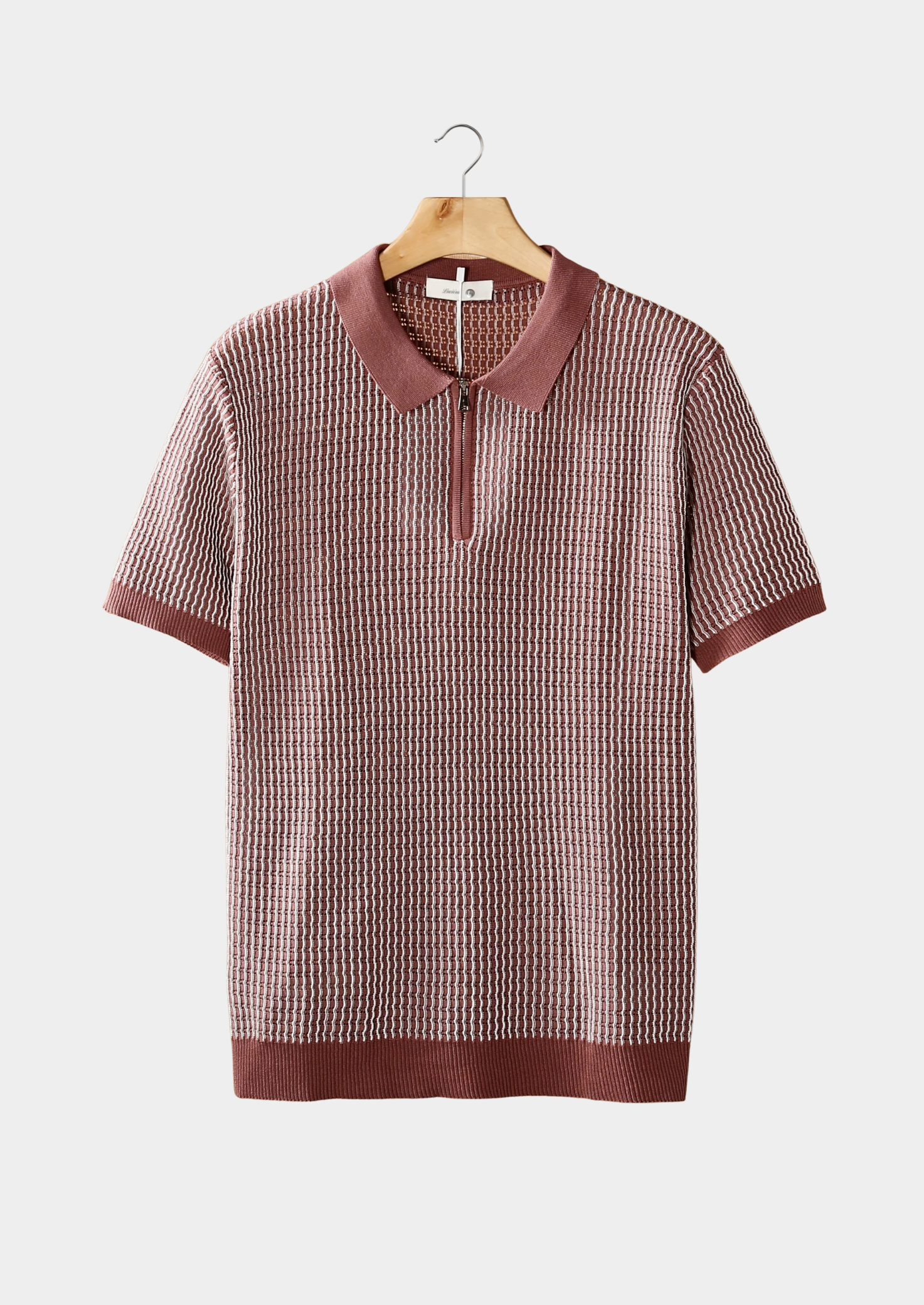 Monochrome Textured Zip Polo