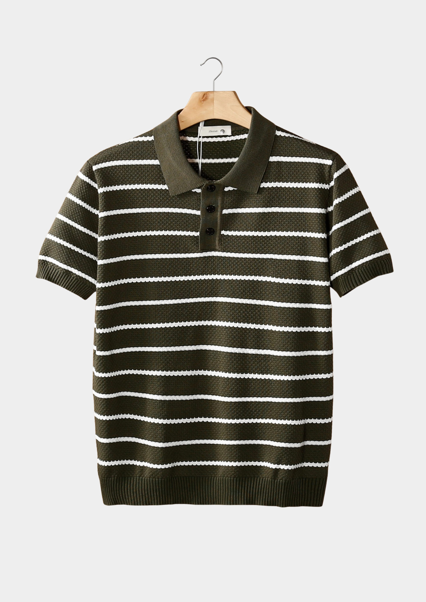 Striped Textured Button Polo