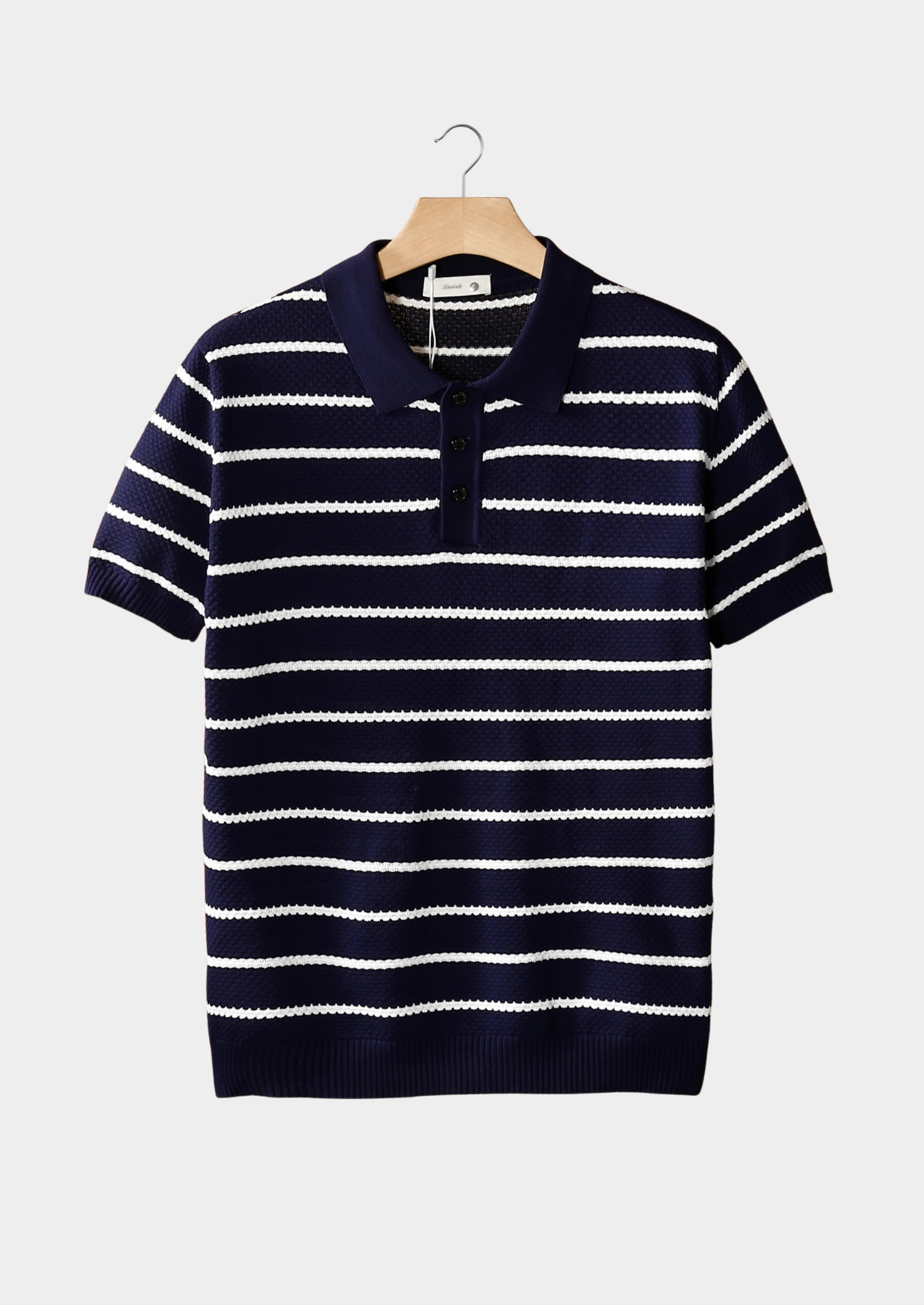 Striped Textured Button Polo