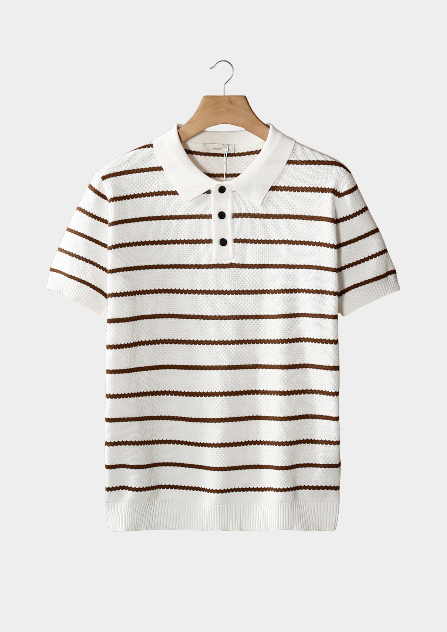 Striped Textured Button Polo