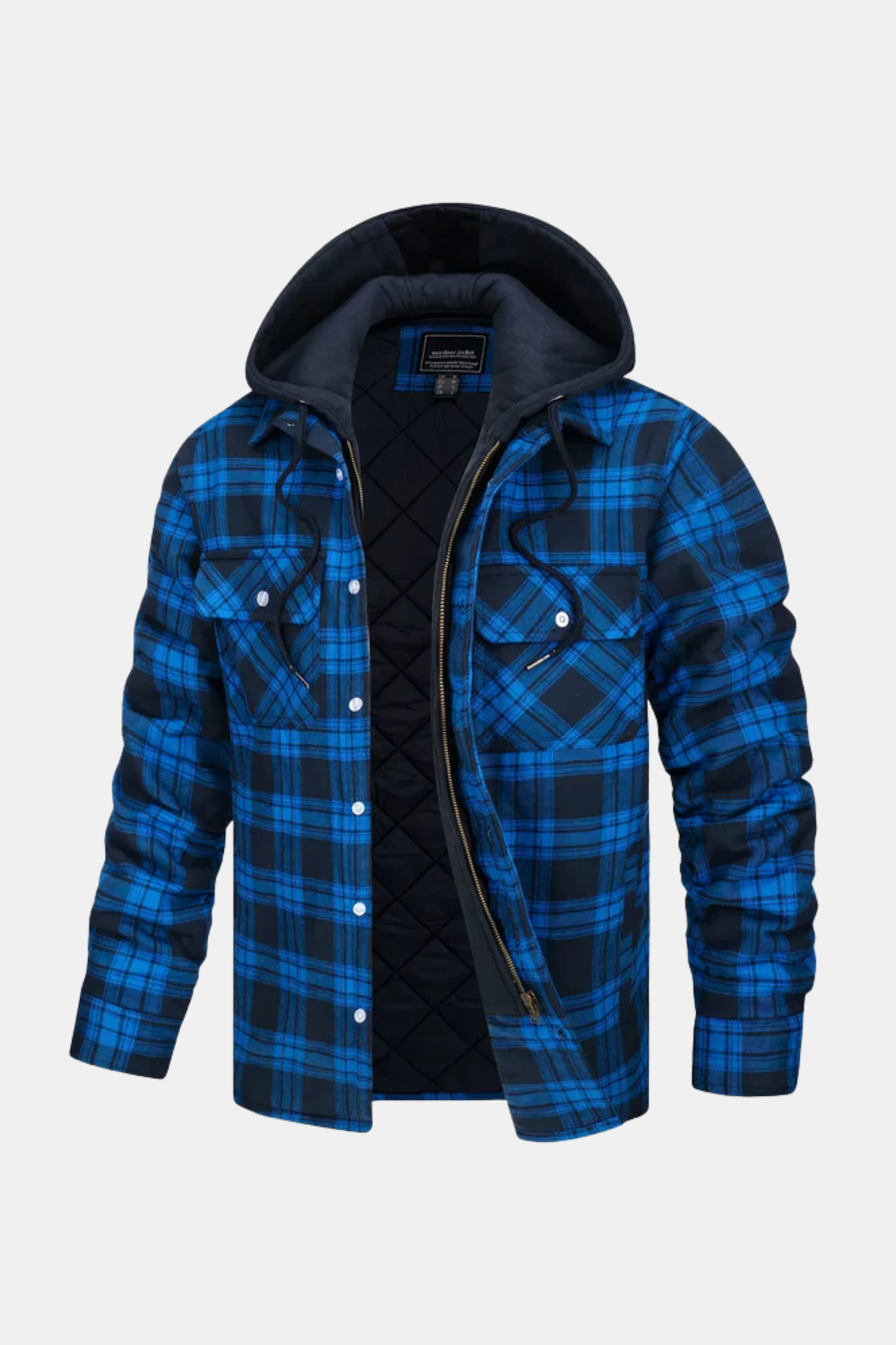 Quilted Hooded Flannel Shirt Jacket
