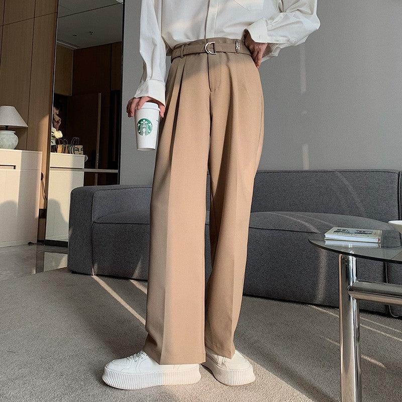 Buckle Belt Pleated Trousers