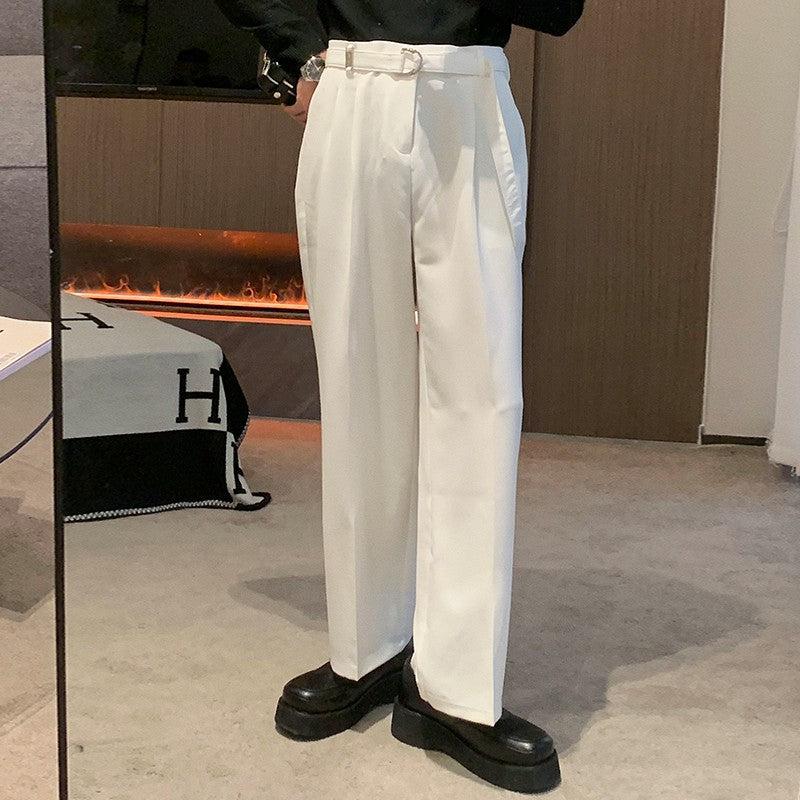 Buckle Belt Pleated Trousers
