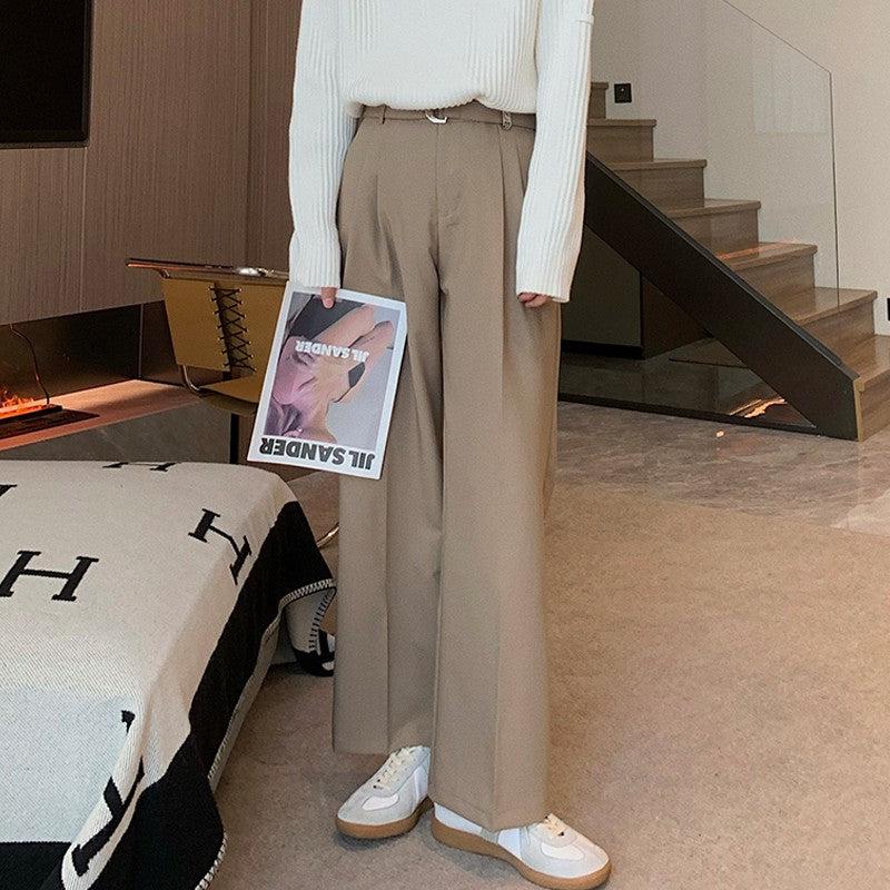 Buckle Belt Pleated Trousers