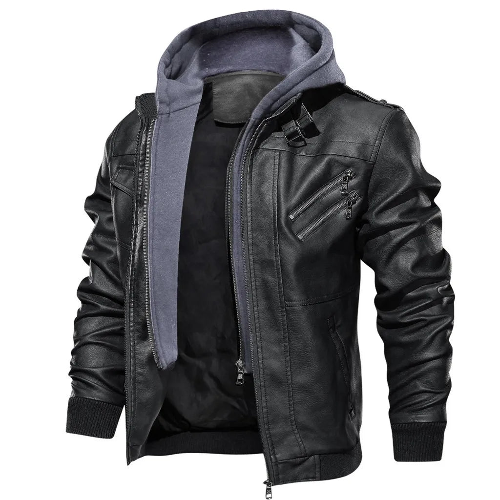Hooded Leather Jacket