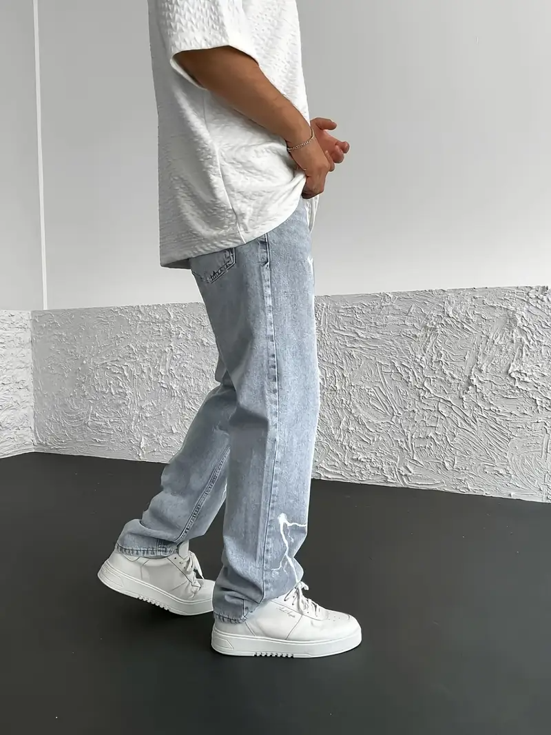 Lightning Print Relaxed-Fit Jeans