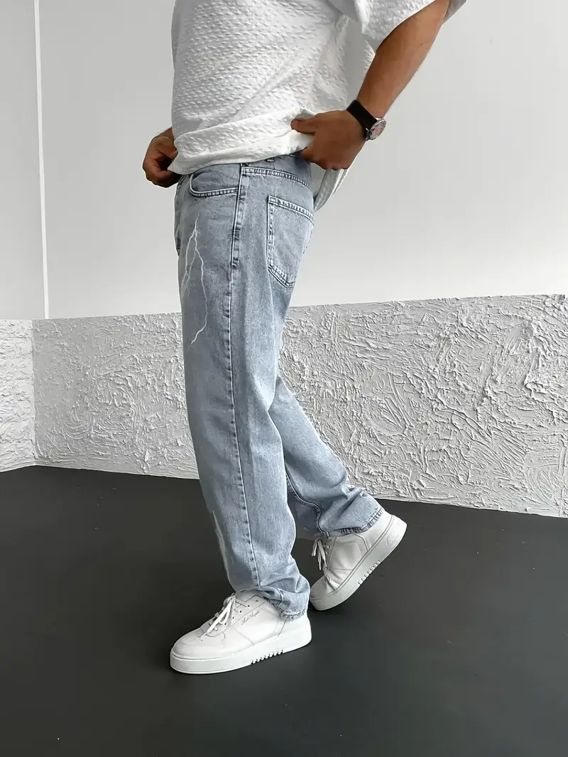 Lightning Print Relaxed-Fit Jeans