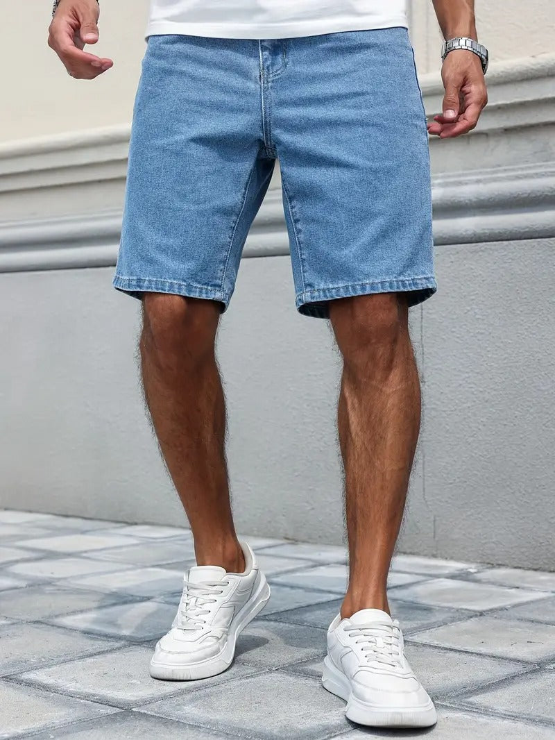Vintage Blue Straight Denim Shorts