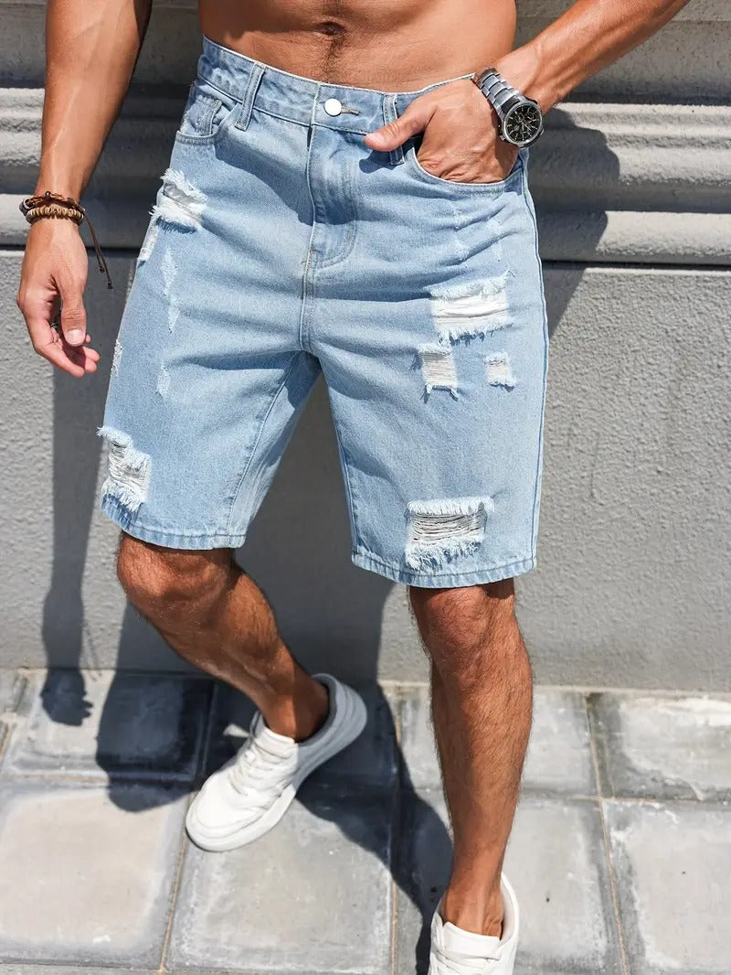 Distressed Denim Shorts