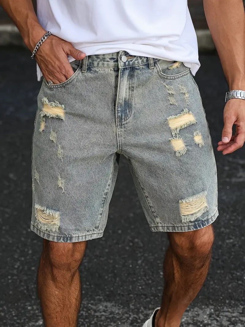 Distressed Denim Shorts
