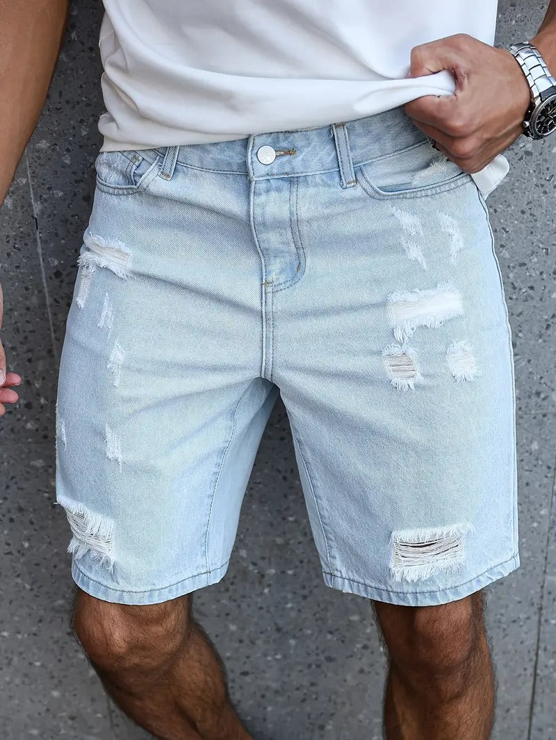 Distressed Denim Shorts