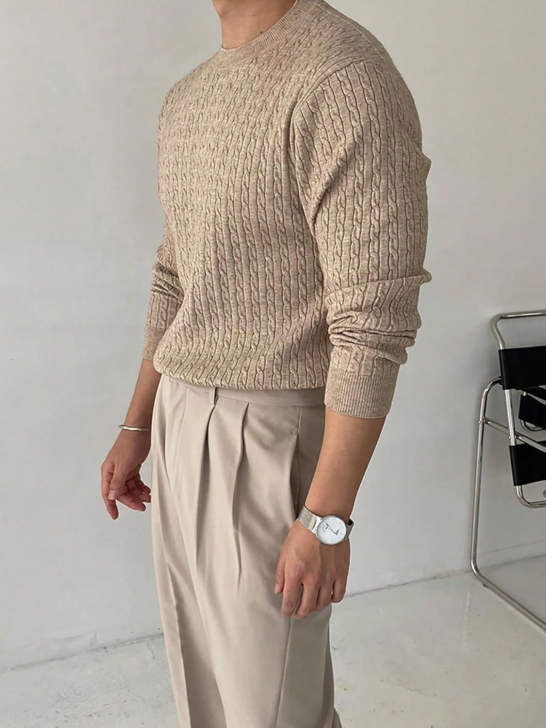 Cable-Knit Crewneck Sweater