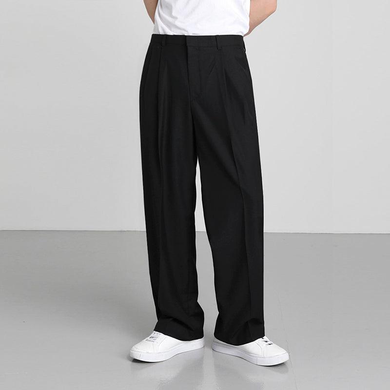 School Pleats Style Wide Cut Trousers