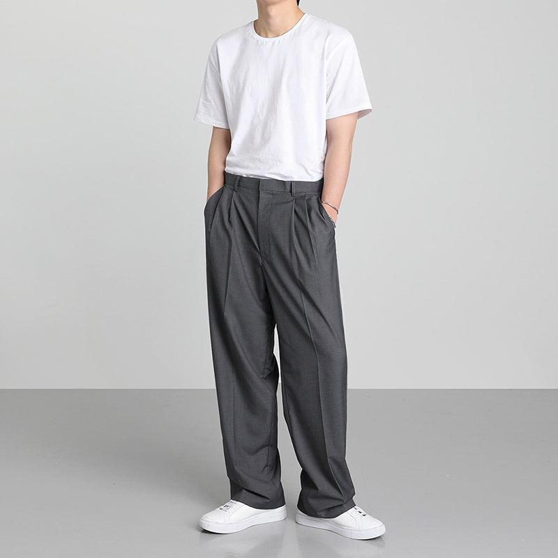 School Pleats Style Wide Cut Trousers