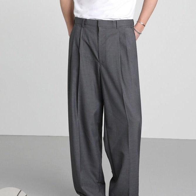 School Pleats Style Wide Cut Trousers