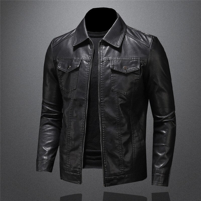 Classic Black Faux Leather Jacket