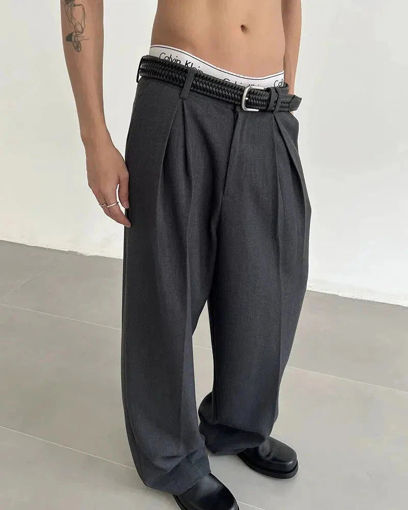 Fold Pleated Relaxed Fit Trousers