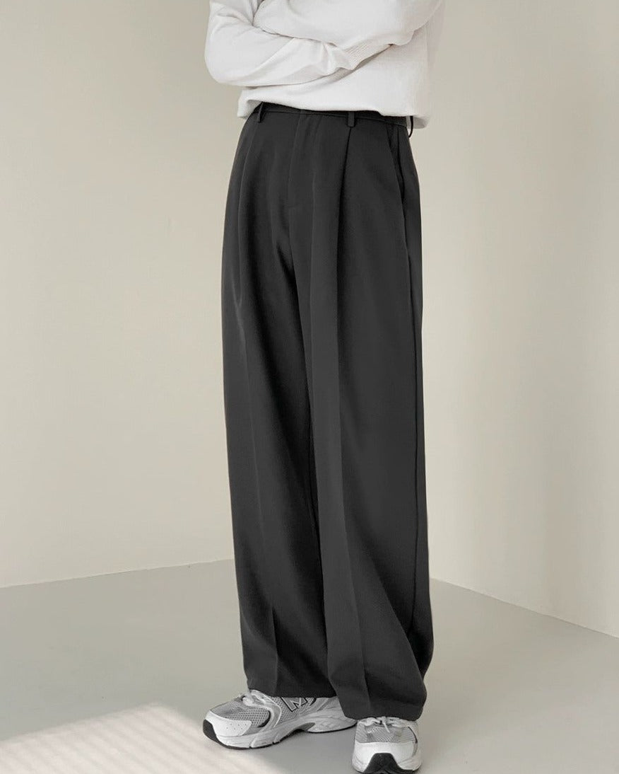 Pleated Straight Leg Pants
