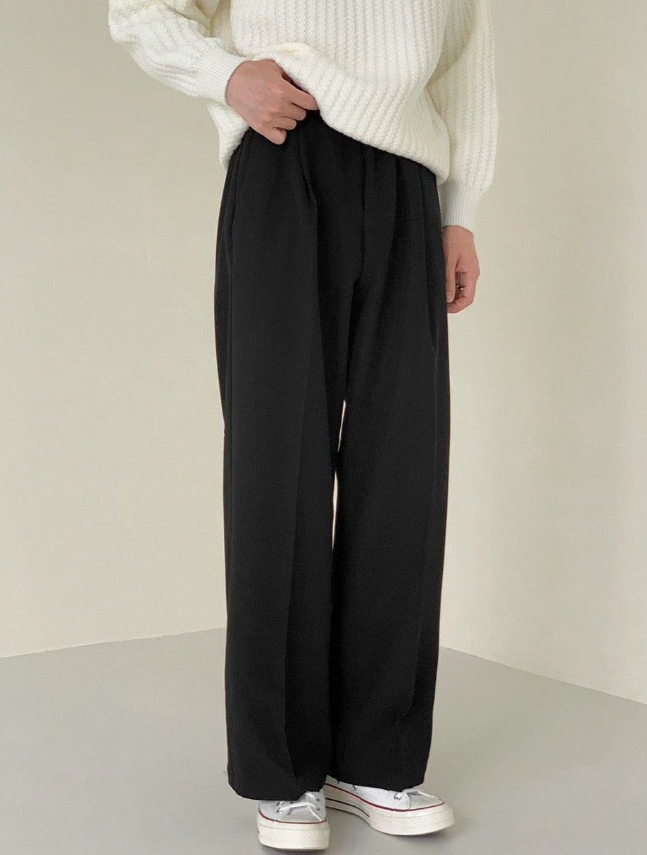 Pleated Straight Leg Pants