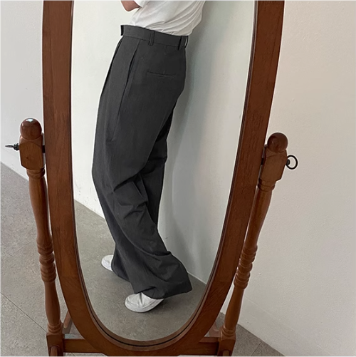 Plicated Detail Wide Leg Trousers