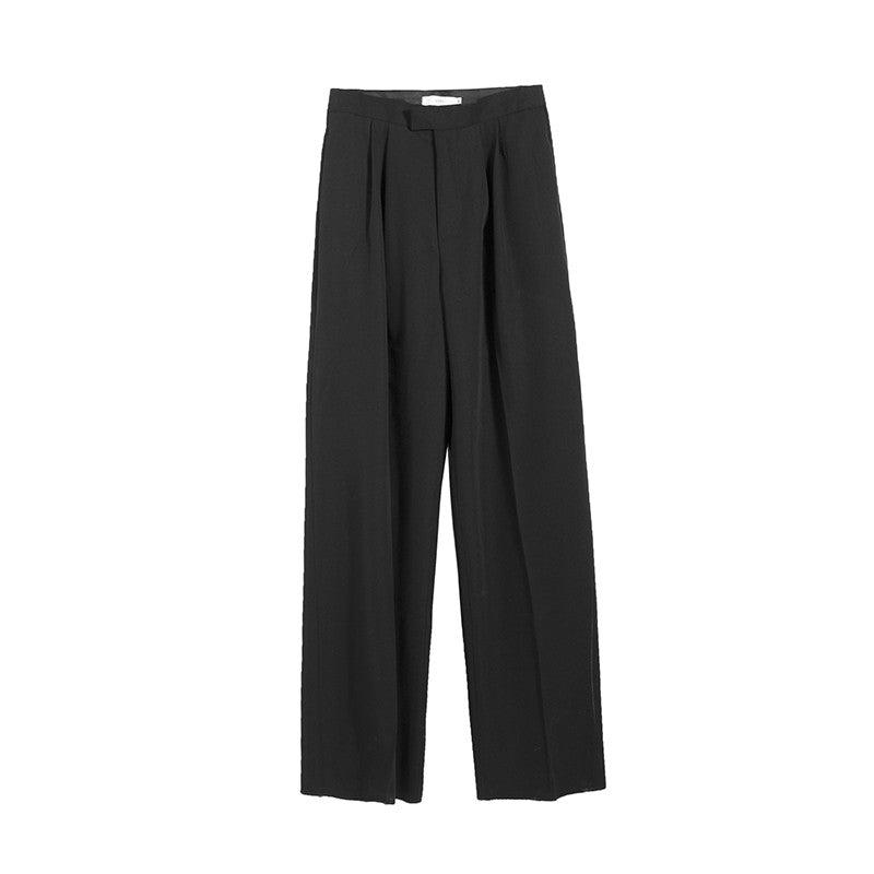 Plicated Detail Wide Leg Trousers