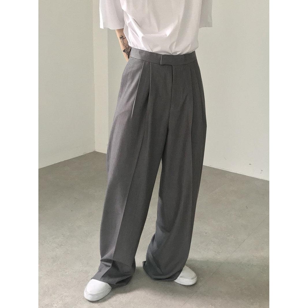 Plicated Detail Wide Leg Trousers